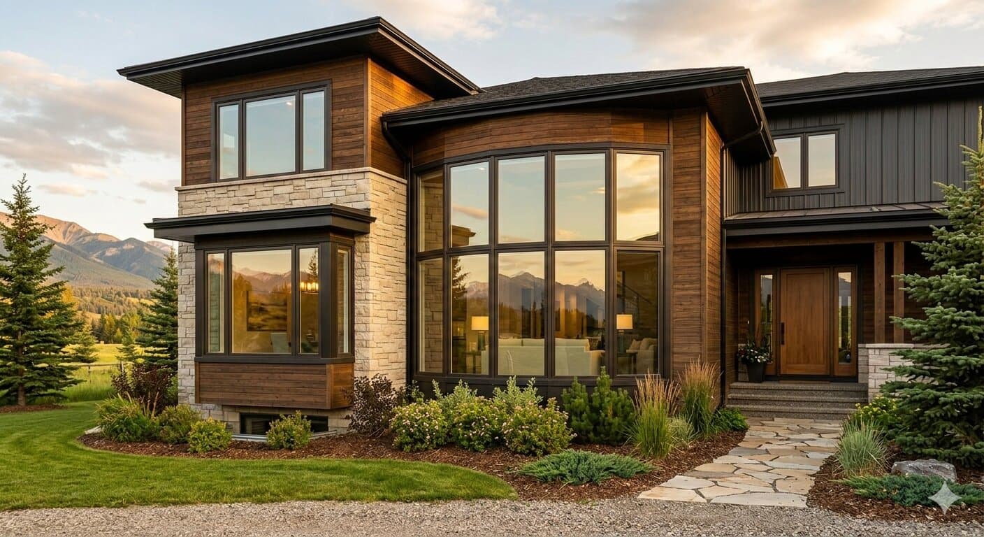 Bay window adding curb appeal to an Alberta home exterior
