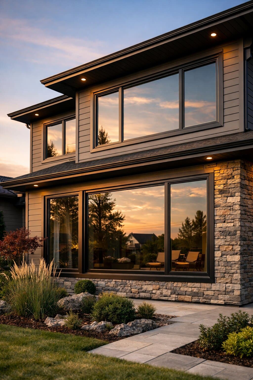 Modern slider window with a wide view of the outdoors